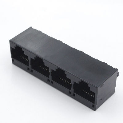 Unshielded RJ45 PCB Connector / RJ45 Female Connector 1x4 Port 55.30mm TM52E814SXX11