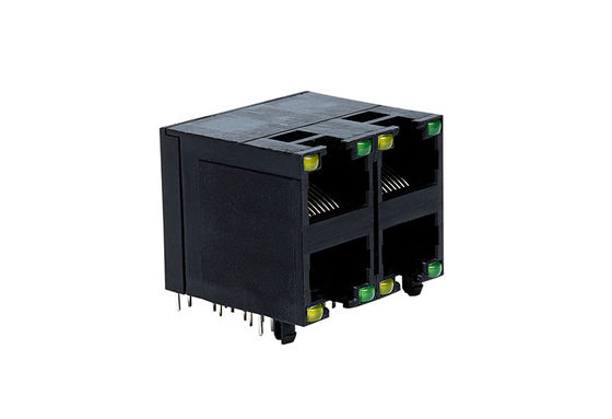 2X2 Port Rj45 Ethernet Jack With LED Y/G Side Entry Unshielded TM5JC822SX111