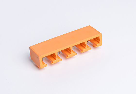 4 Port Network RJ45 PCB Connector Side Entry Orange Plastic Housing TM56B914SXX13