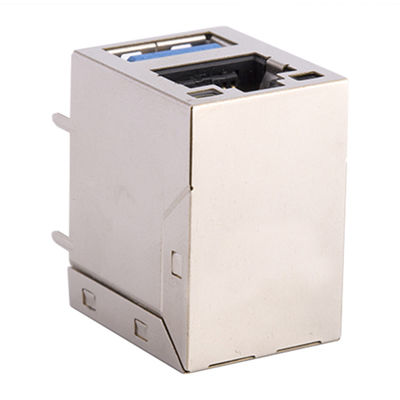 Network Connector Rj45 2X1 Tab Up Rj45 Modular Socket 100 / 1000Base-Tx With Transformer