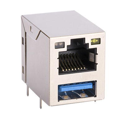 Network Connector Rj45 2X1 Tab Up Rj45 Modular Socket 100 / 1000Base-Tx With Transformer