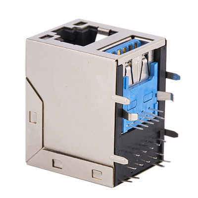 Network Connector Rj45 2X1 Tab Up Rj45 Modular Socket 100 / 1000Base-Tx With Transformer